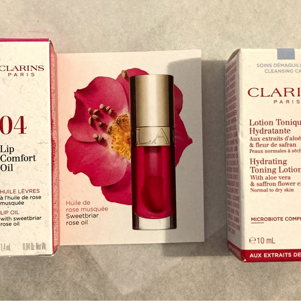 Bundle Clarins Lip Comfort Oil and Toning Lotion Set
